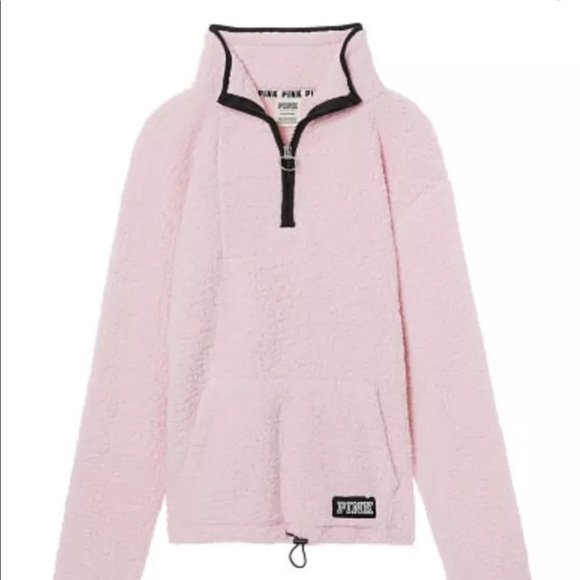 NEW Vs Pink Sherpa Quarter Zip Pullover Sweater M - Picture 2 of 4